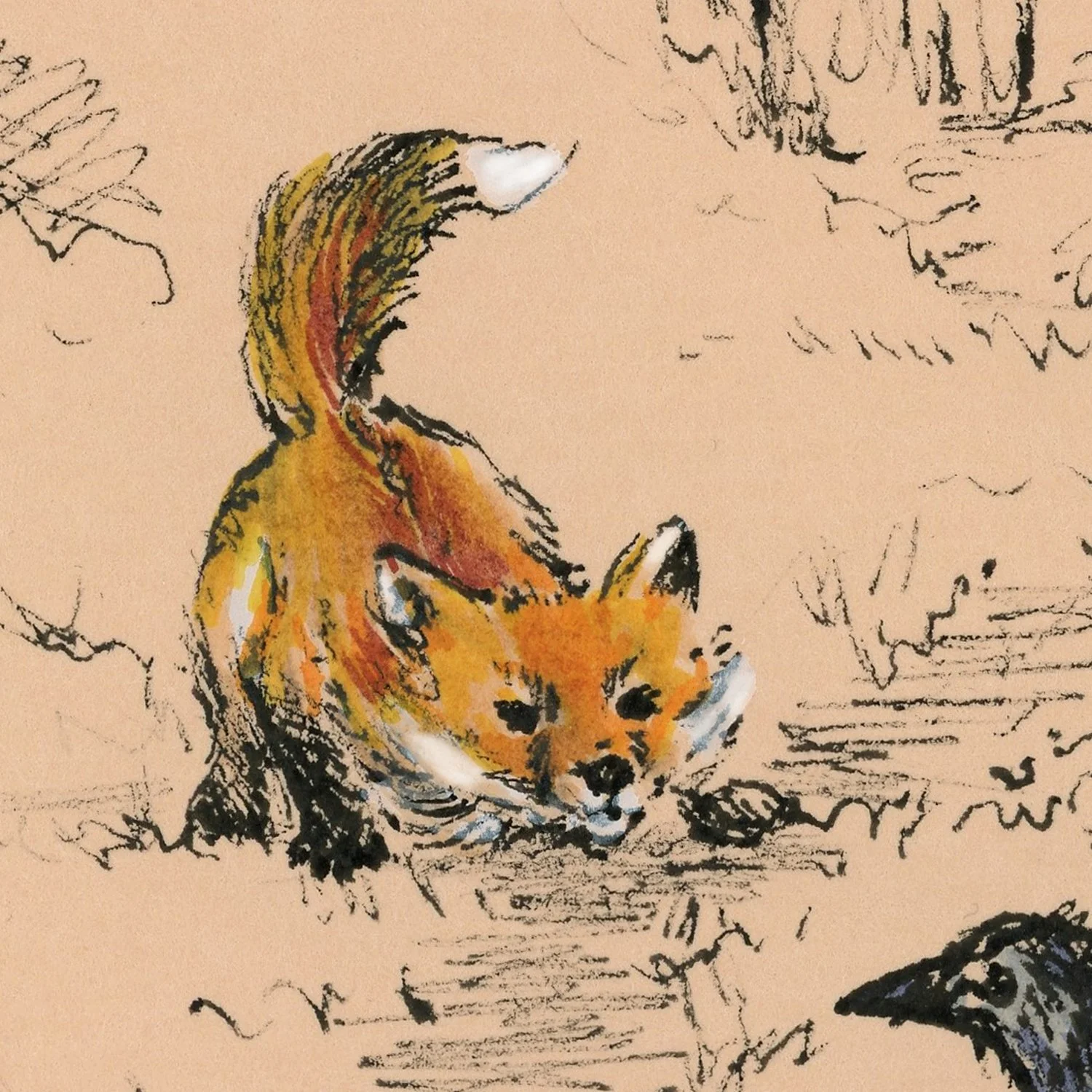 Wanna Play? Fox and Crow Limited Edition Print — artist JC Little